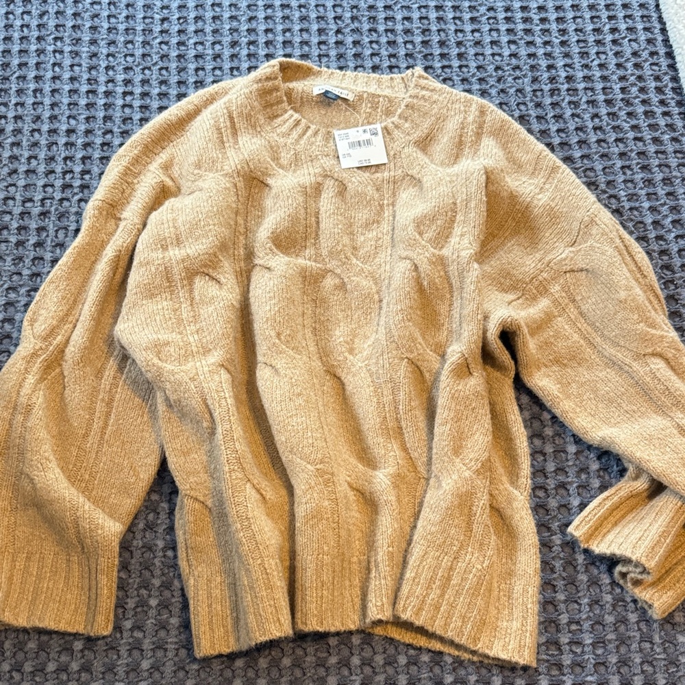 American Eagle Outfitters Camel Cable Knit Sweater
